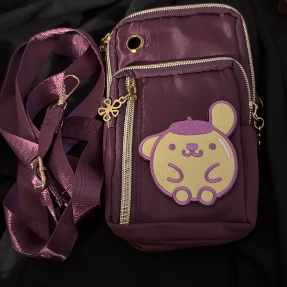 Purple Pompompurrin crossbody with Cute Flower zippers - Picture 3 of 4